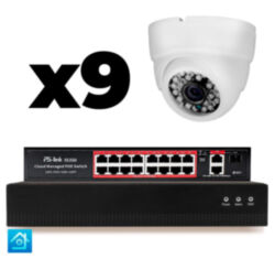 Комплект видеонаблюдения IP 5Мп  KIT-A509IP-PL 9 камер, программный датчик движения, удаленный доступ, ночное видение, умный коммутатор