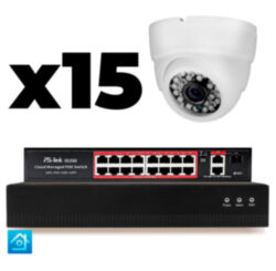 Комплект видеонаблюдения IP 5Мп  KIT-A515IP-PL 15 камер, программный датчик движения, удаленный доступ, ночное видение, умный коммутатор