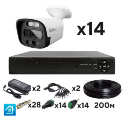 Комплект видеонаблюдения AHD 8Мп  KIT-C814HDC 14 уличных камер с LED-подсветкой, без микрофона