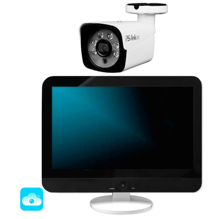 Комплект видеонаблюдения WIFI с монитором 5Мп KIT-W501TB-M беспроводной, 1 камера для улицы, ночное видение, удаленный доступ