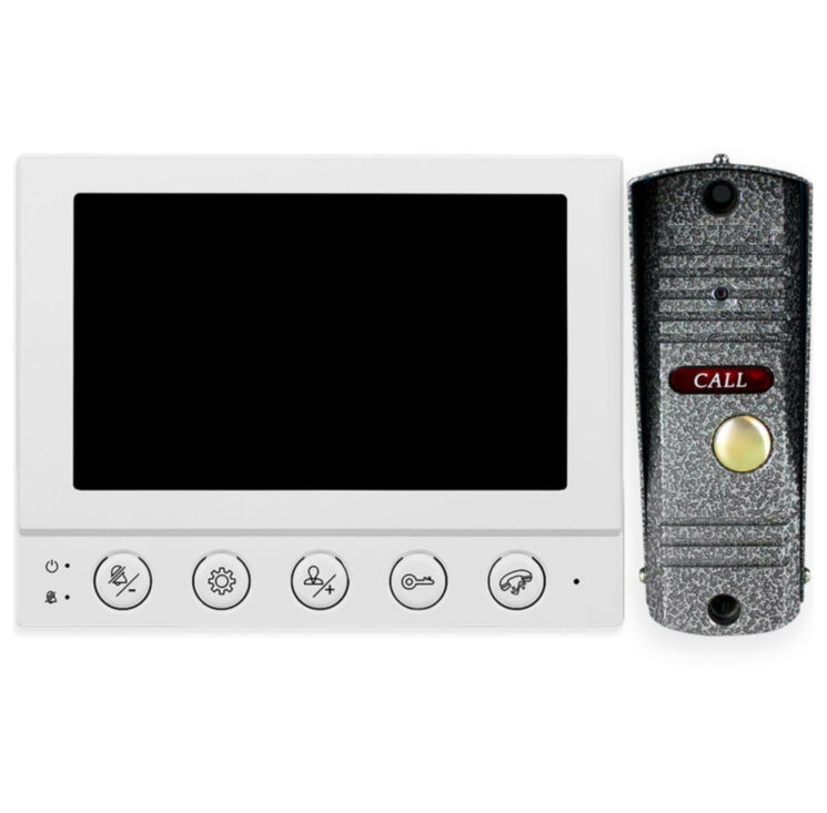Комплект видеодомофона Ps-Link PS-854KB Grey с вызывной панелью, управление электрозамком, монитор 4" для квартиры, дома, дачи