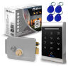 Система СКУД KIT-1203MF-G на 1 дверь, панель со считывателем RFID 13МГц Mifare, замок накладной серый, НЗ тип