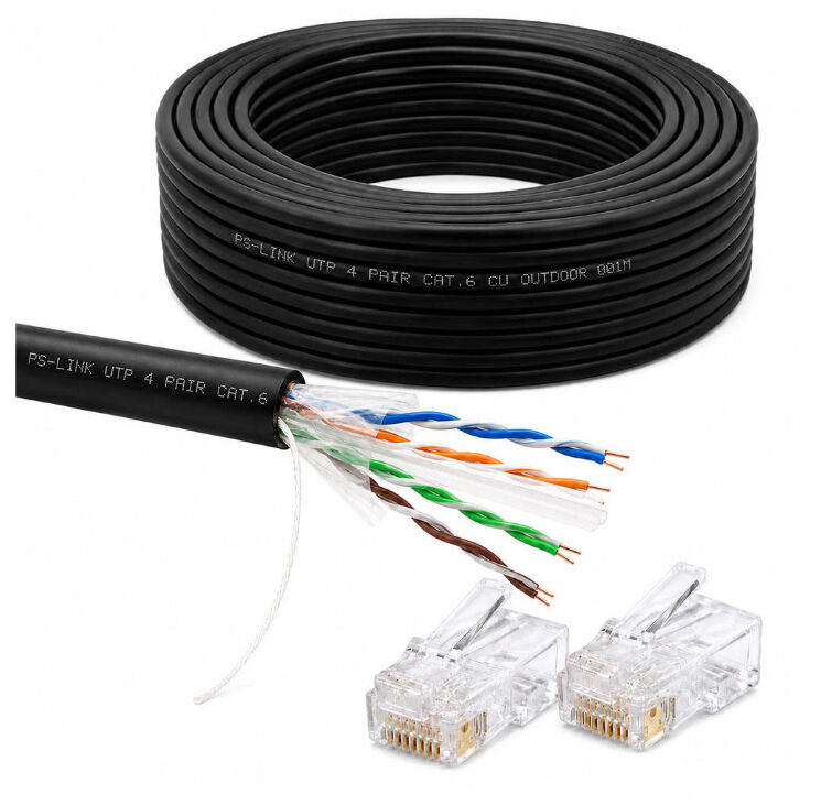 Кабель витая пара UTP4 cat.6 CU 60 метров UTP-CAT6-CU60-OUT уличный