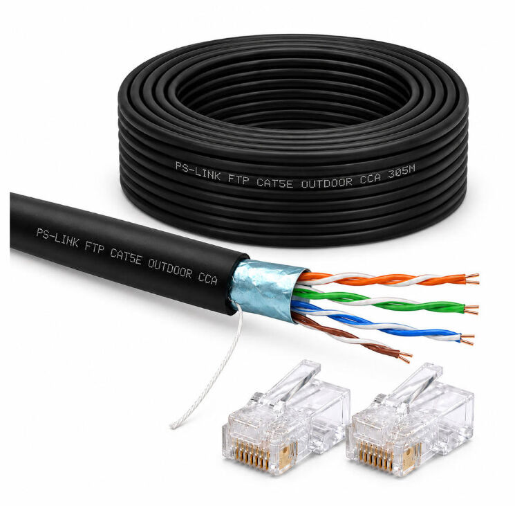 Кабель витая пара FTP4 cat.5E CCA 80 метров FTP-CCA80-OUT уличный