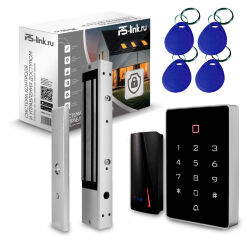 Система СКУД  KIT-T12EM-P-280LED электромагнитный замок 280 кг НО типа, панель сенсорная, 2000 карт, контроль выхода